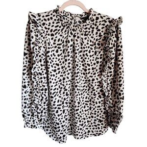 J. Crew Black and White Ruffle Blouse